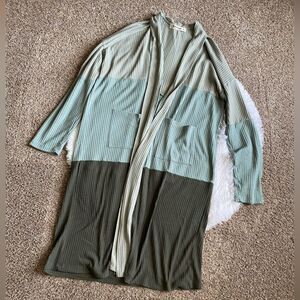 Three Bird Nest Waffle Knit Cardigan Open Front Womens Size XL